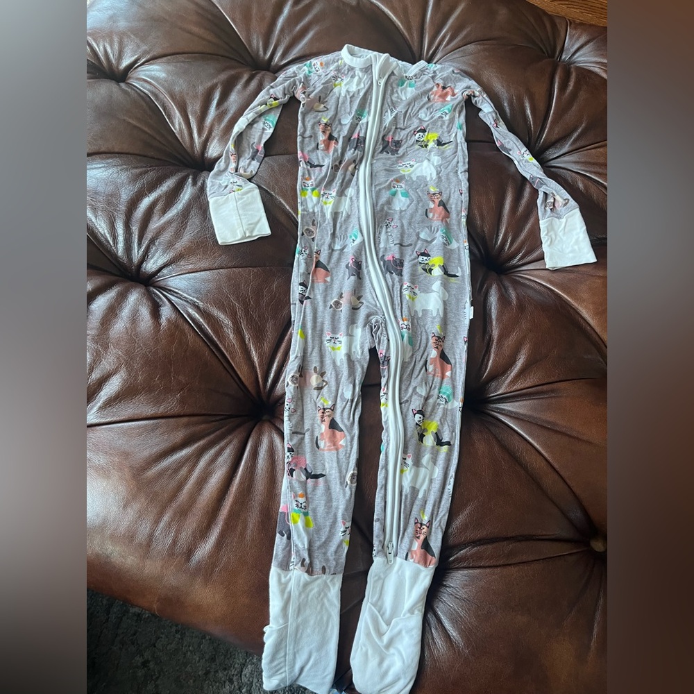 Little Sleepies Gray Animal Print Footed Pajamas